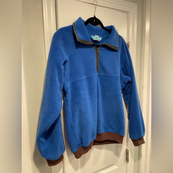 VTG Woolrich Size S Teton Blue Brown Quarter Zip Pullover Jacket Collar 90s - Picture 3 of 9